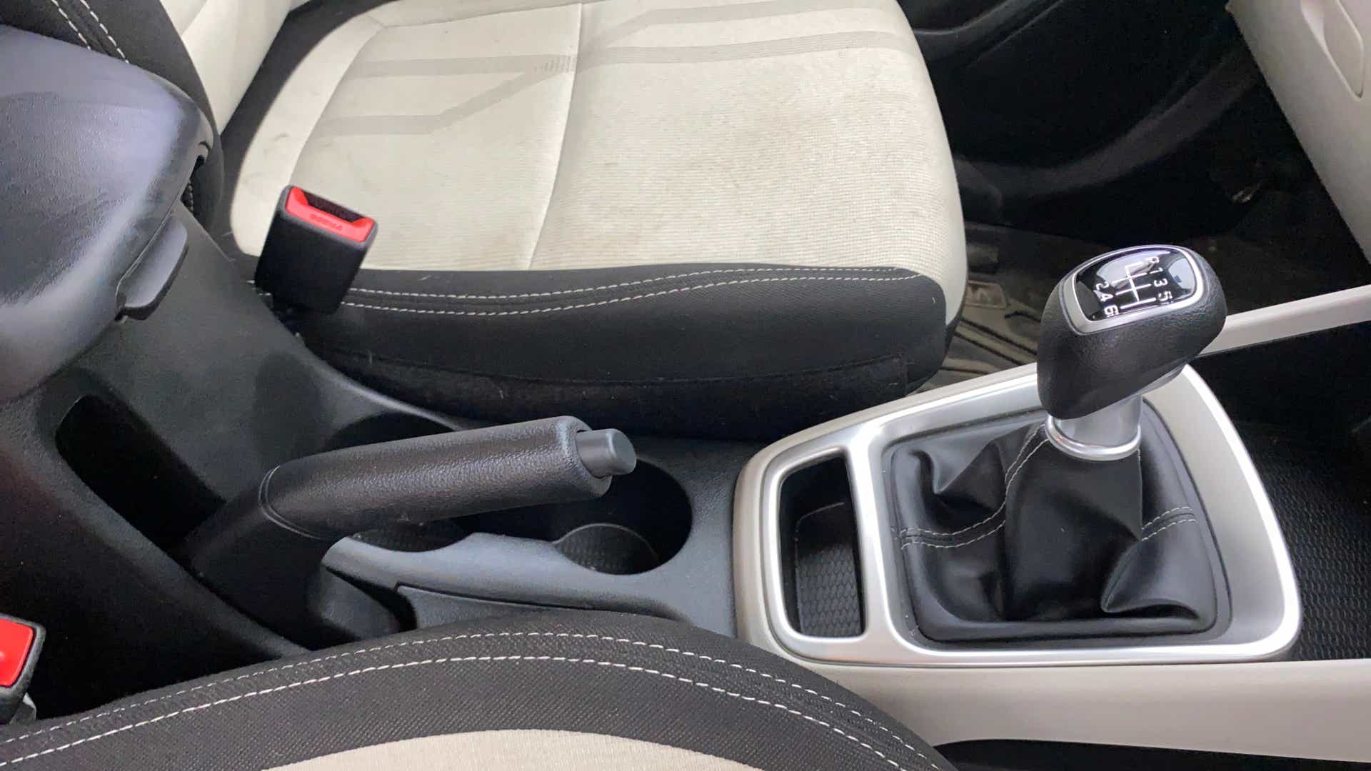 Gearshift and center console area of a Hyundai Venue