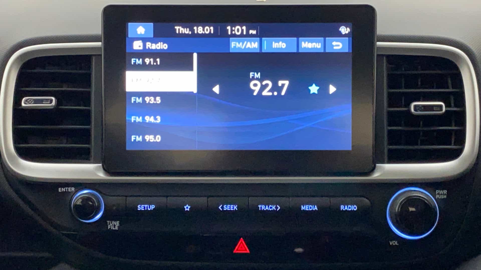 Infotainment system display of a Hyundai Venue