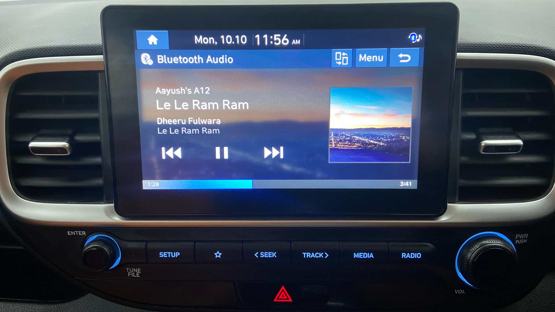 Audio system display of a Hyundai Venue