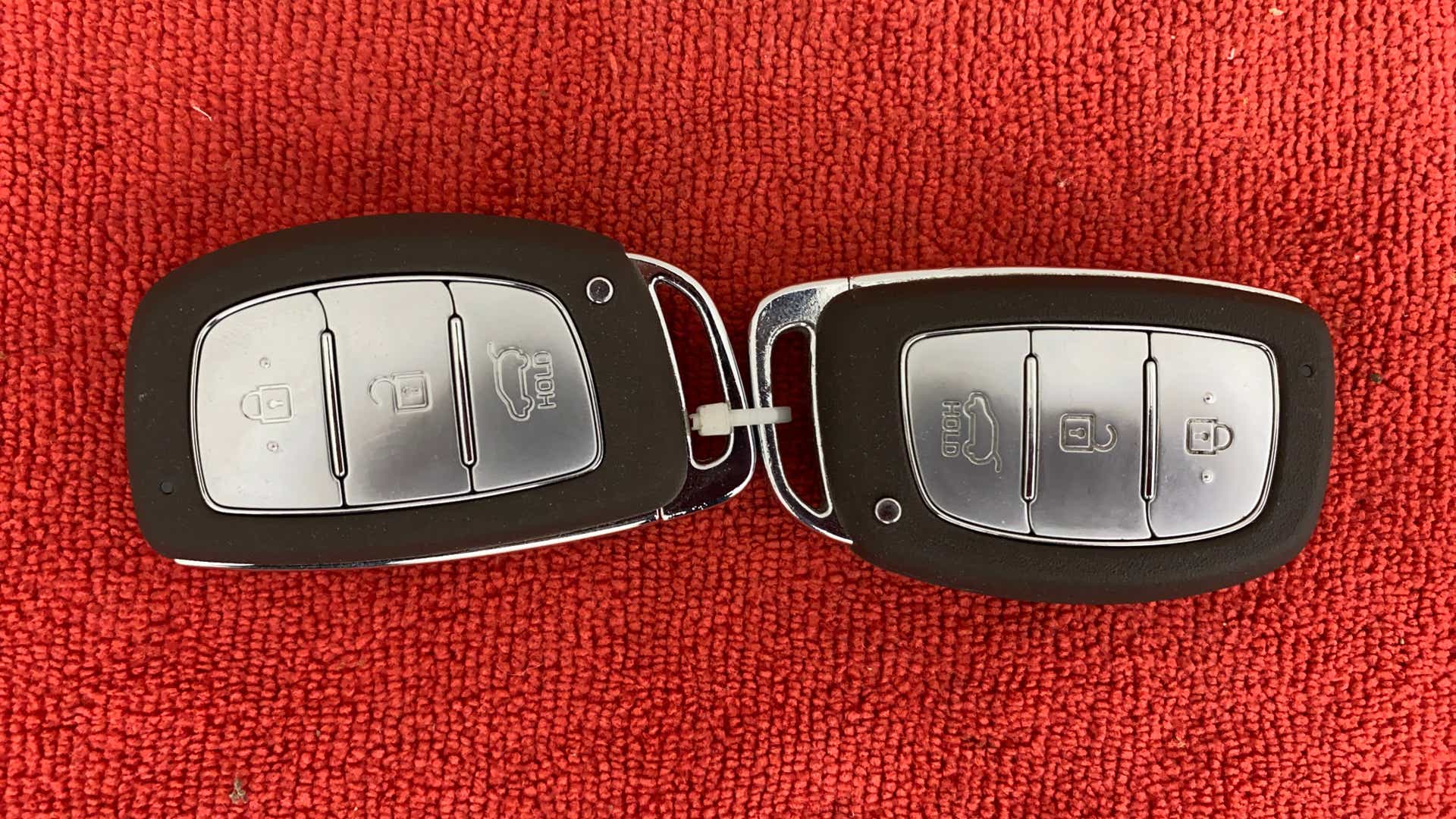 Close-up of Hyundai Venue car key fobs