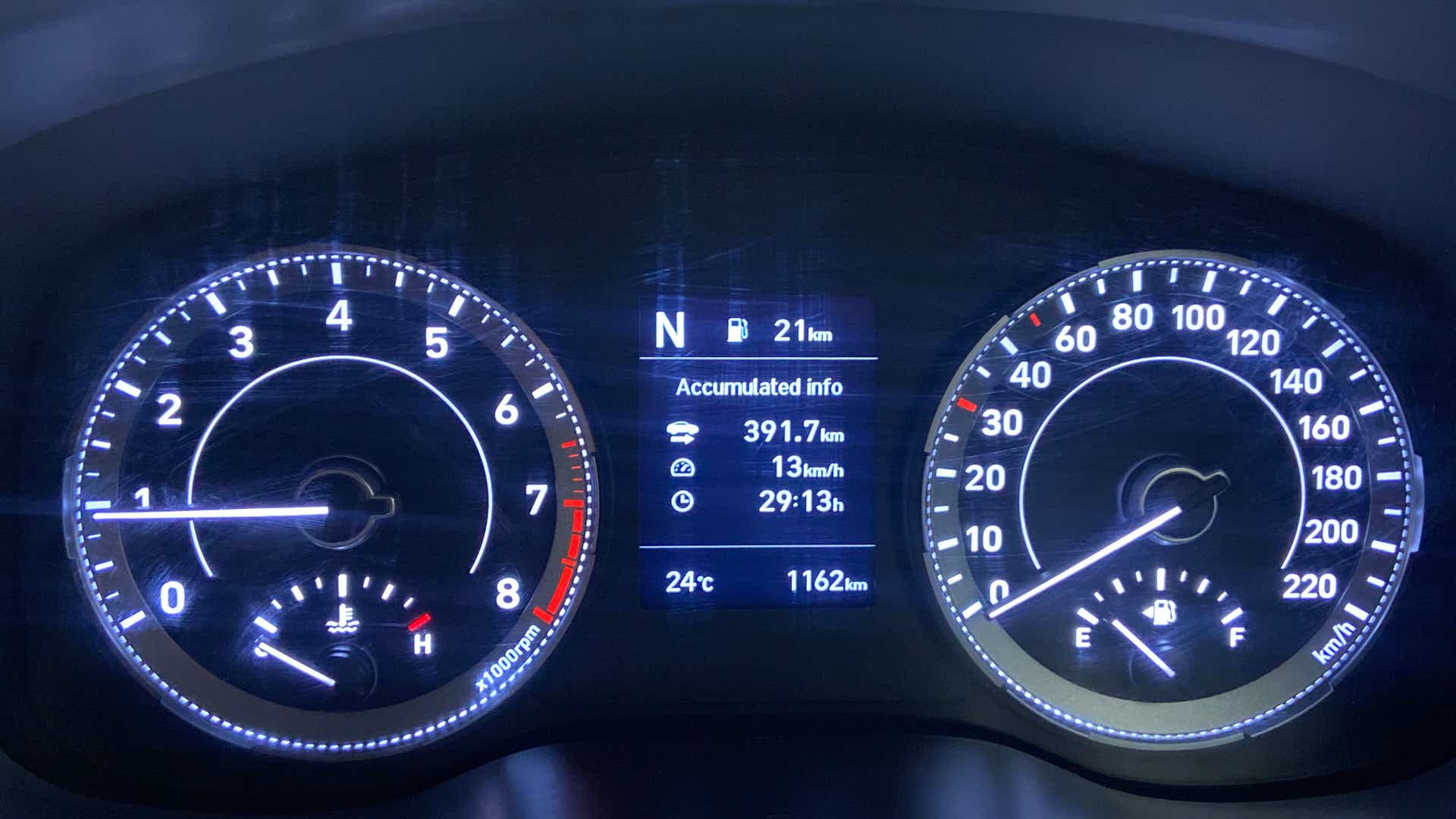 Instrument cluster display of a Hyundai Venue