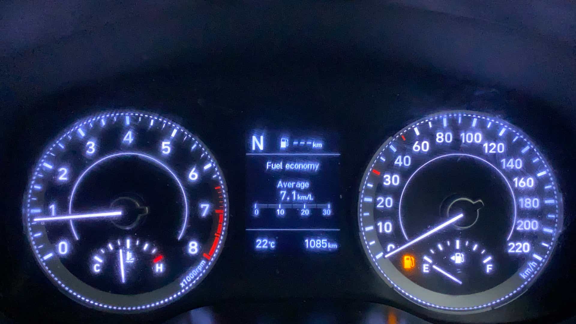 Instrument cluster view of a Hyundai Venue