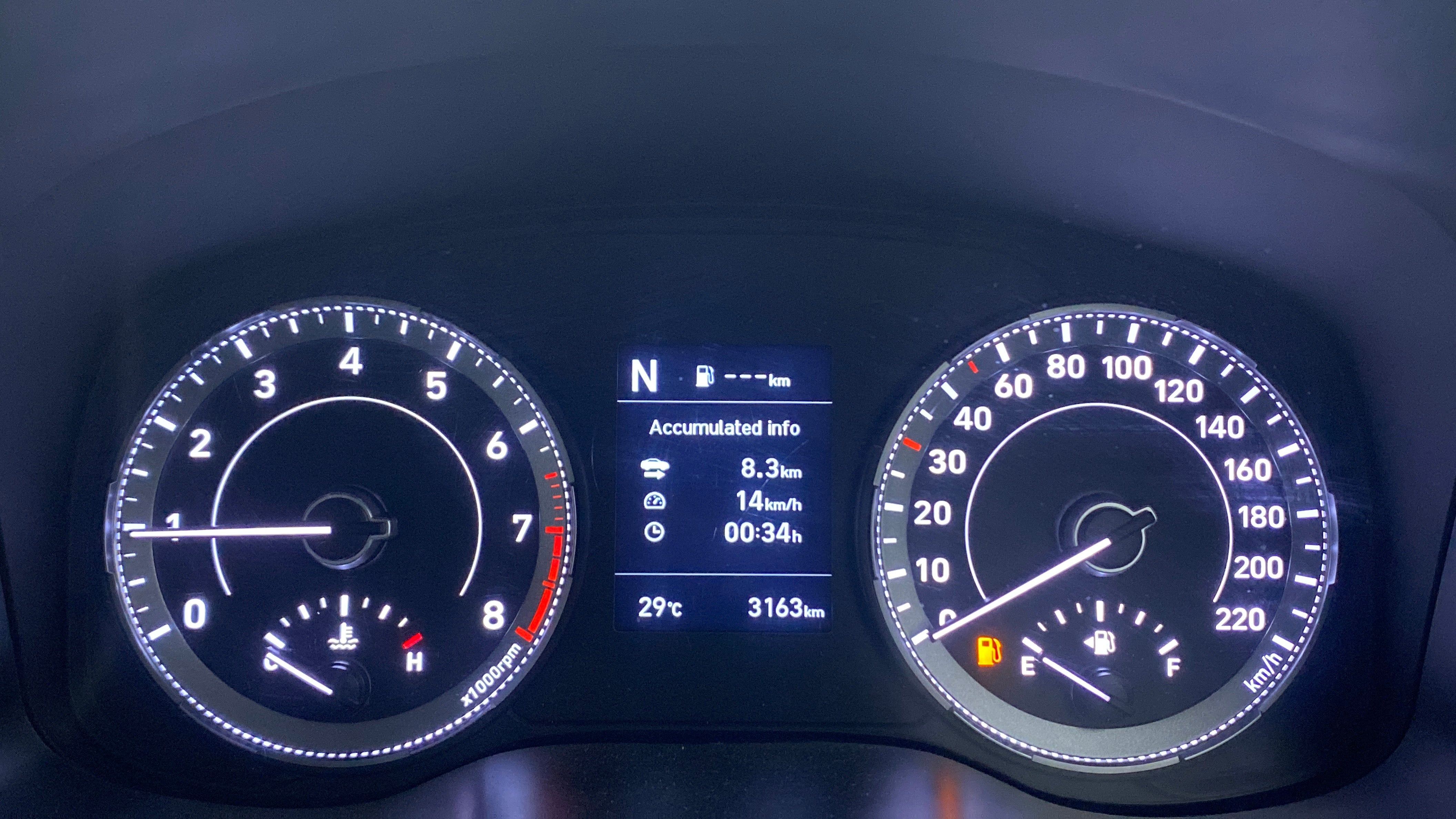 Instrument cluster of a Hyundai Venue dashboard
