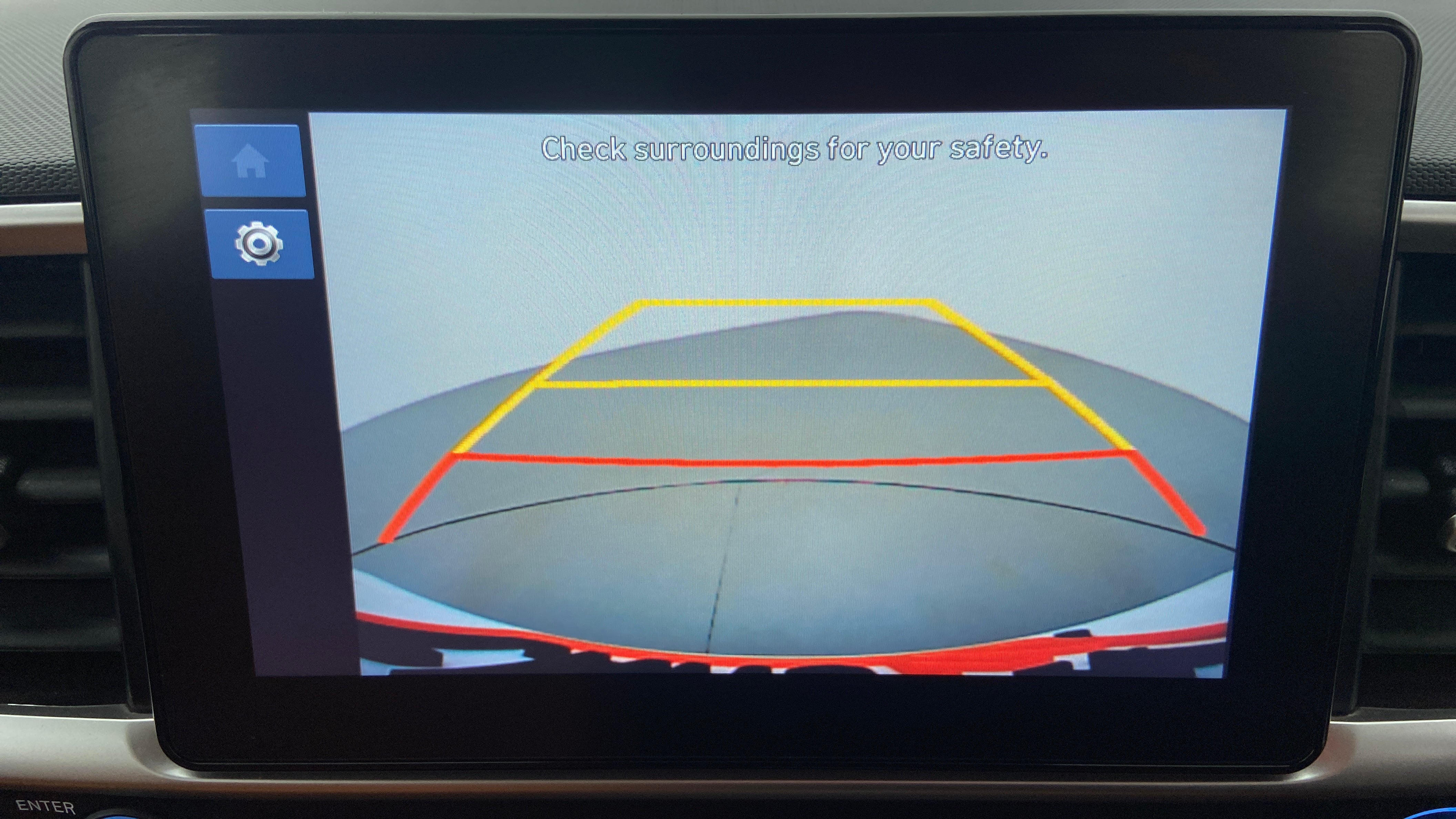 Rearview camera display of a Hyundai Venue