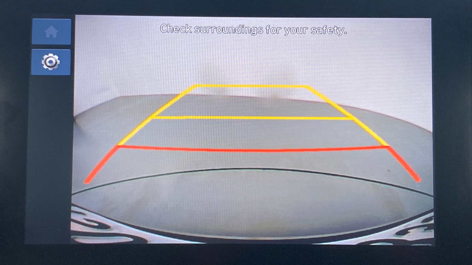 Rear view camera display of a Hyundai Venue