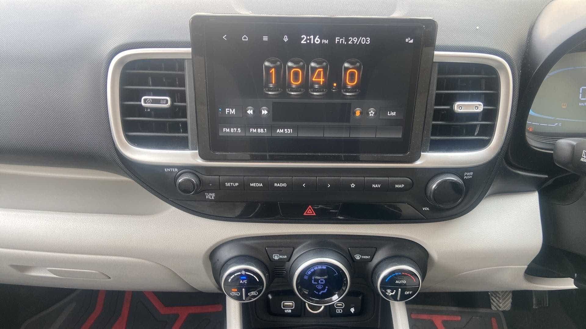 Dashboard and infotainment system of a Hyundai Venue
