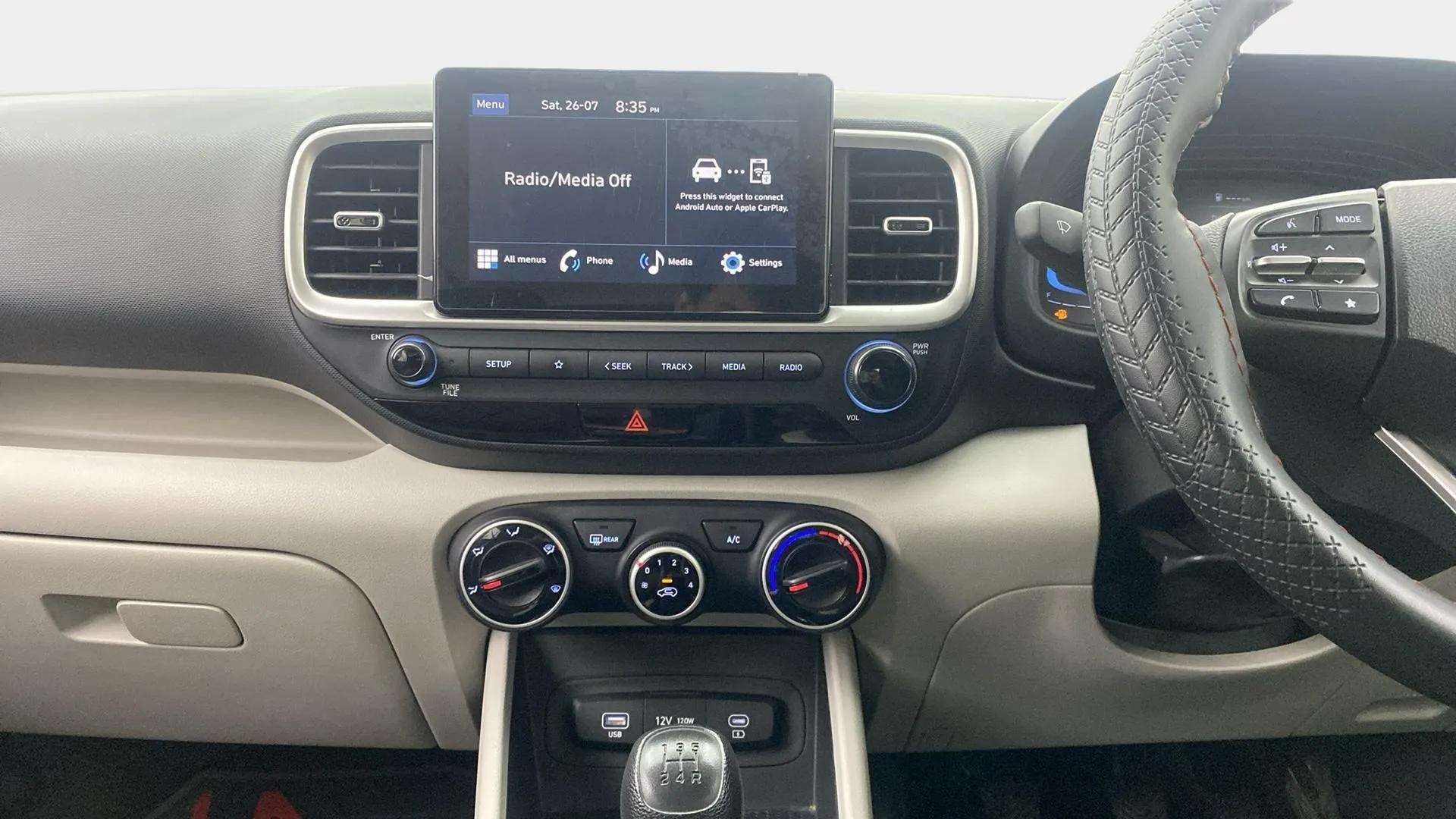 Dashboard and center console of a Hyundai Venue