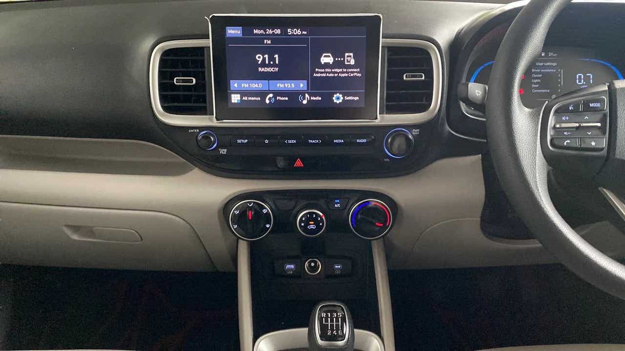 Dashboard and center console of a Hyundai Venue