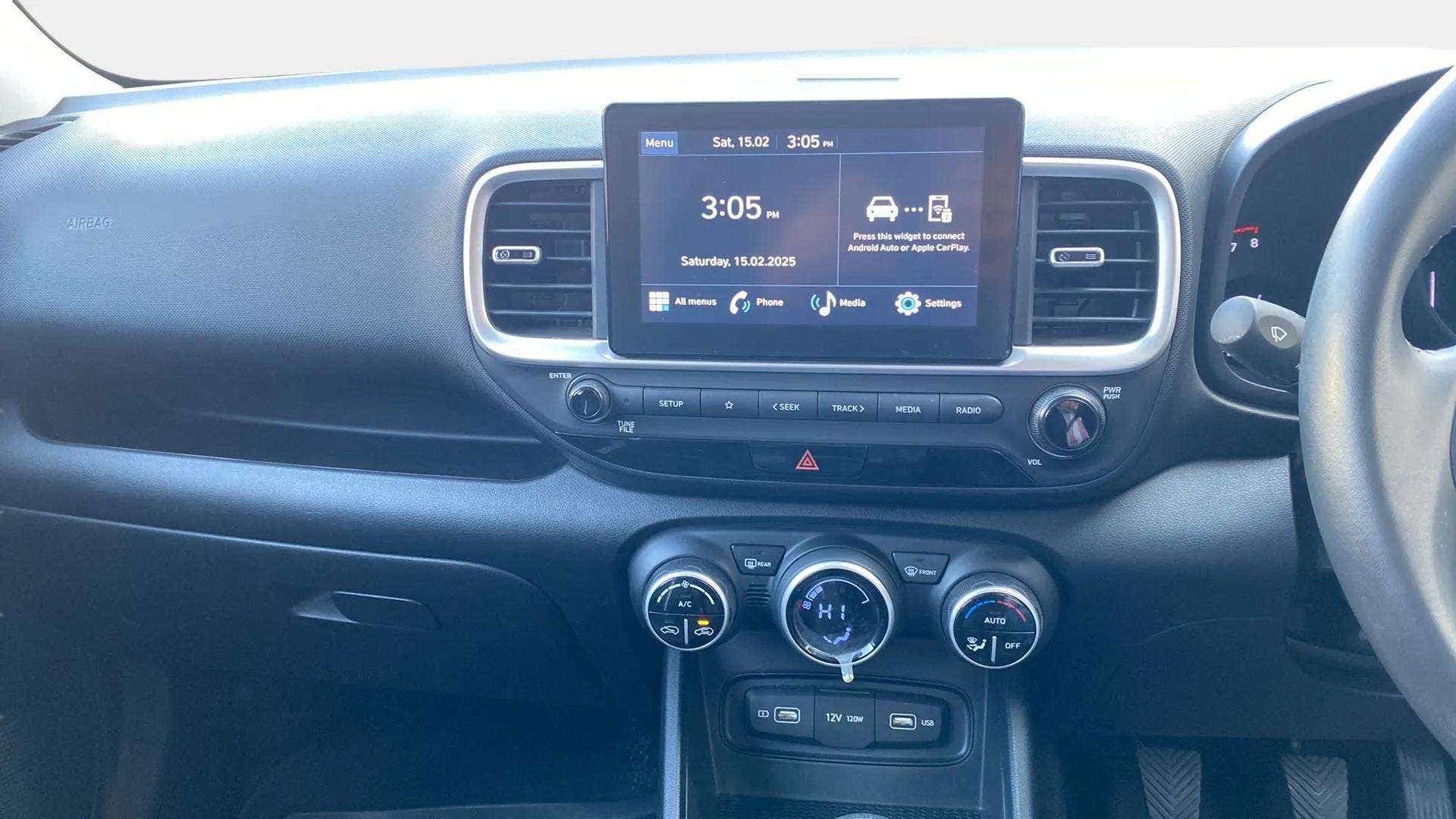Dashboard and infotainment system of a Hyundai Venue
