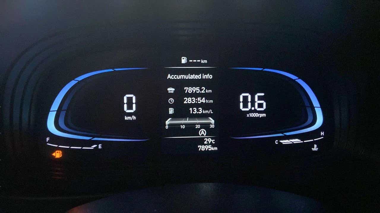 Instrument cluster of a Hyundai Venue displaying accumulated info
