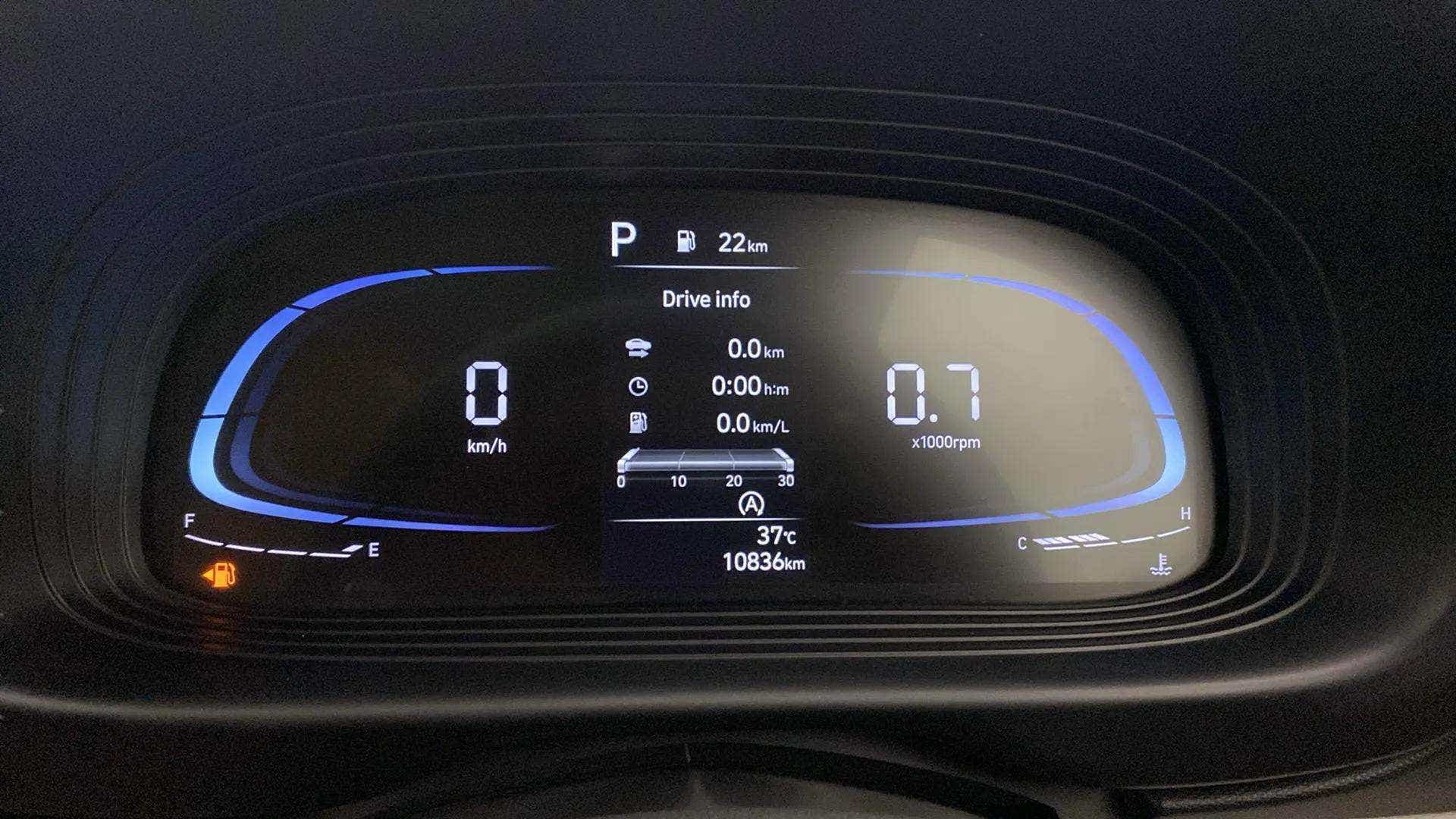 Digital instrument cluster of a Hyundai Venue