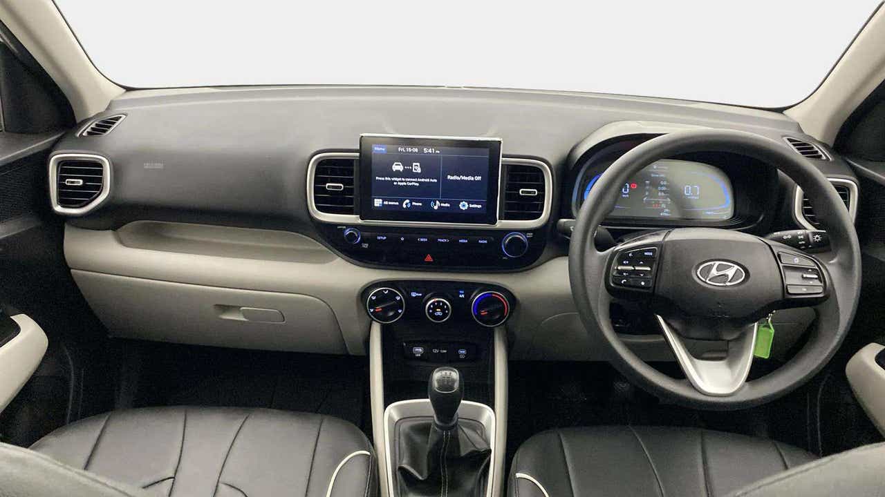 Dashboard and steering wheel view of a Hyundai Venue
