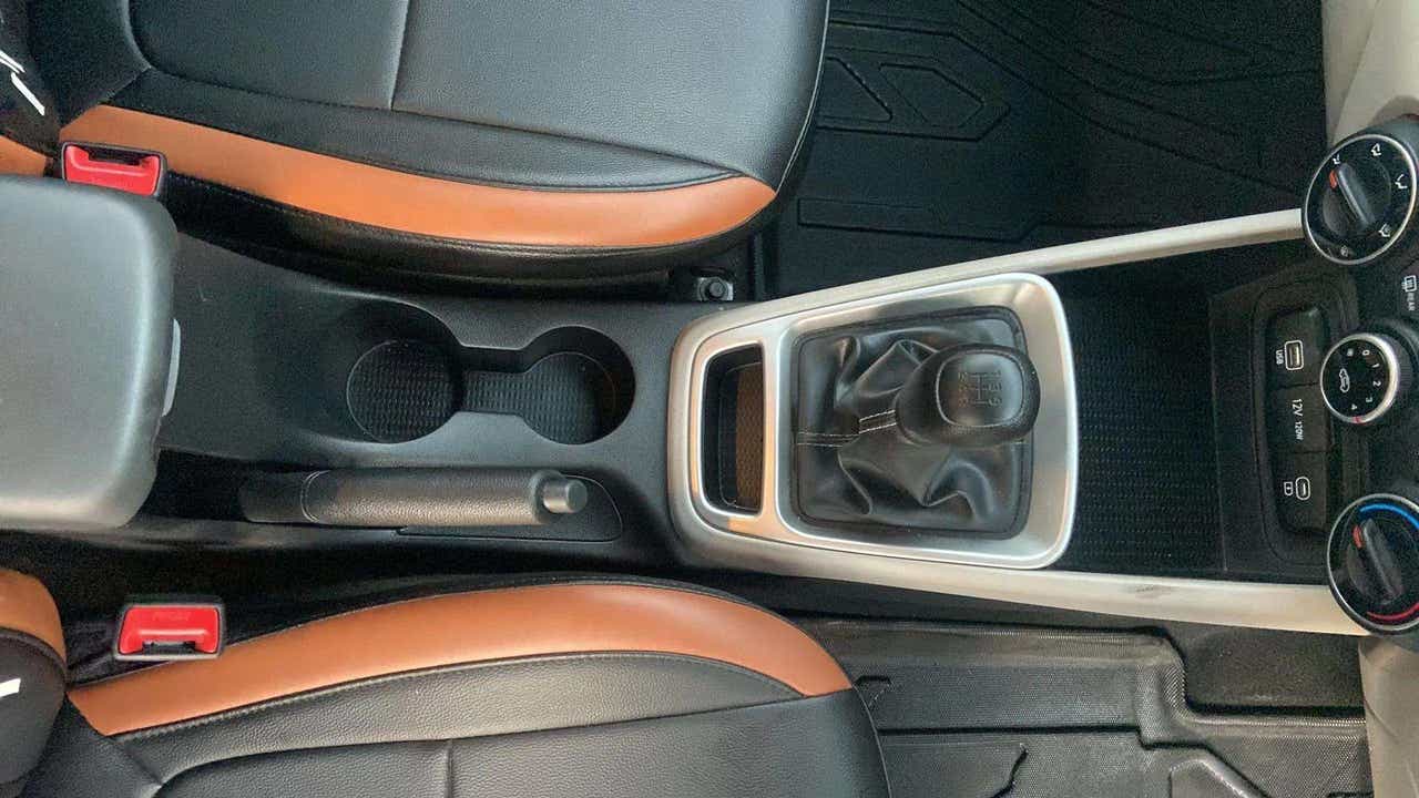 Center console and gear shifter area of a Hyundai Venue