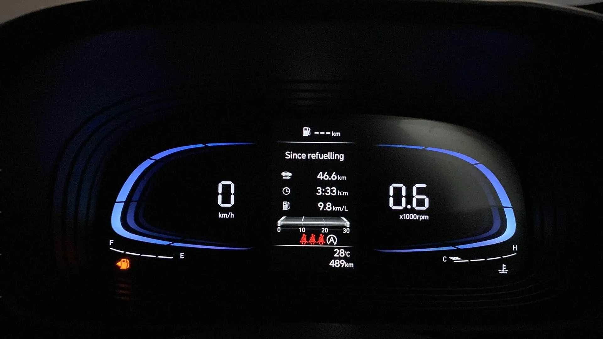 Instrument cluster view of a Hyundai Venue