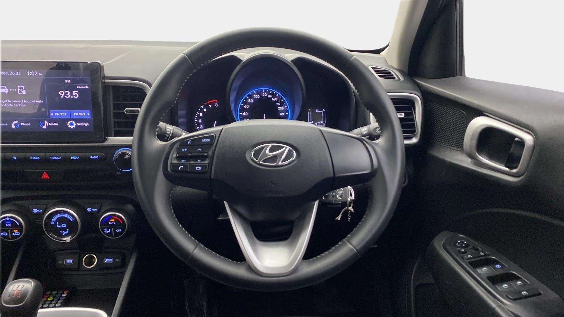 Dashboard and steering wheel of a Hyundai Venue