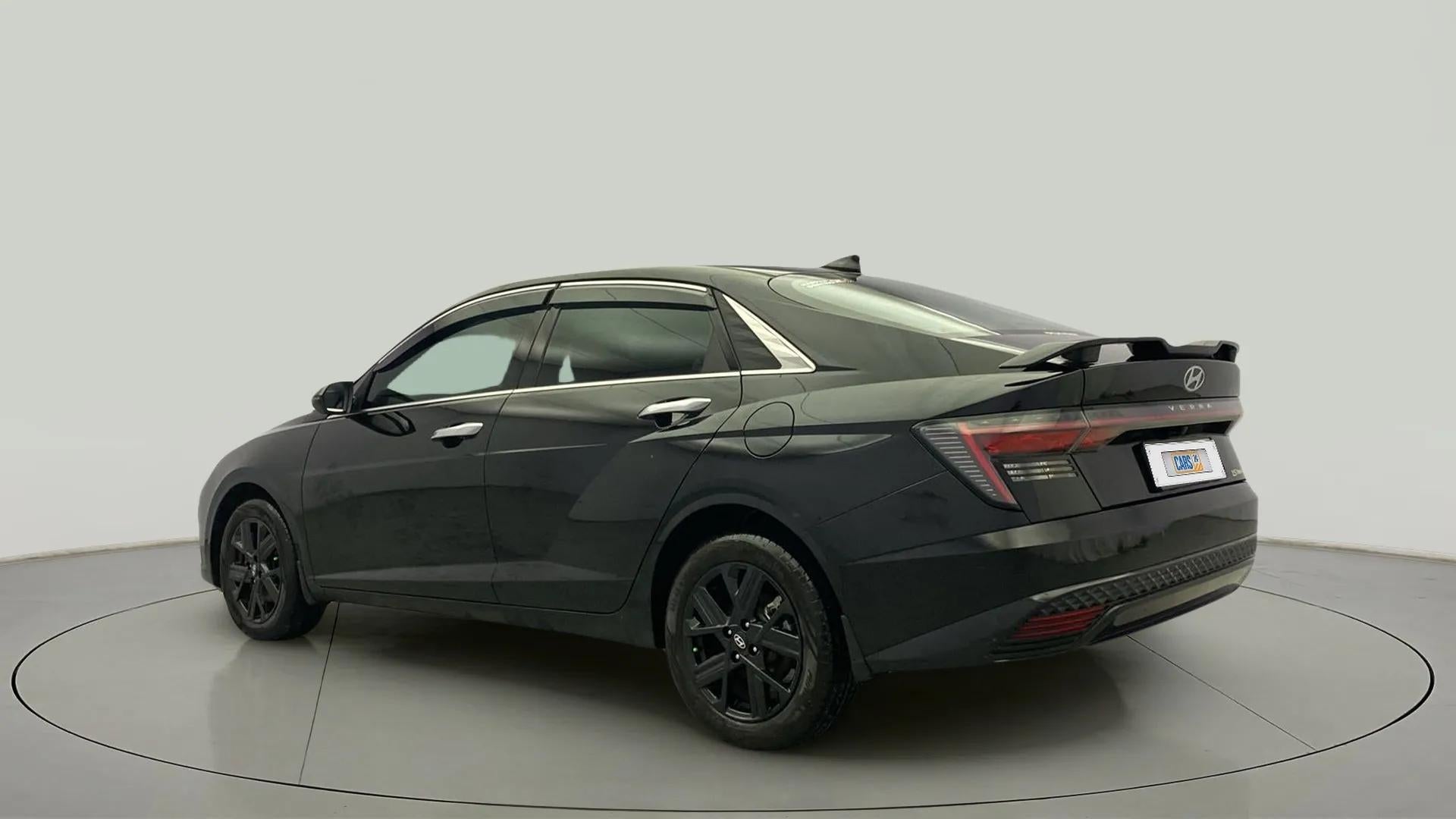 Rear three-quarter view of a Hyundai Verna