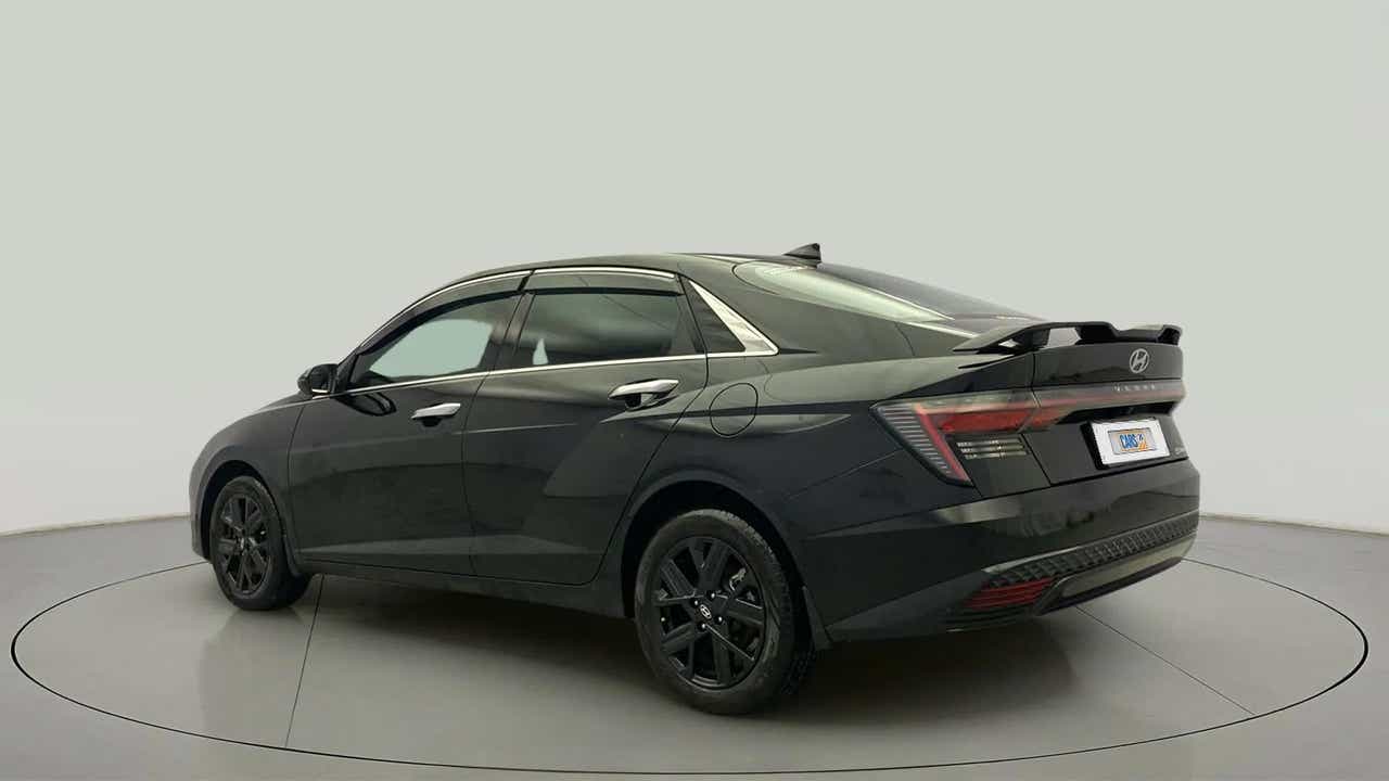 Rear three-quarter view of a Hyundai Verna