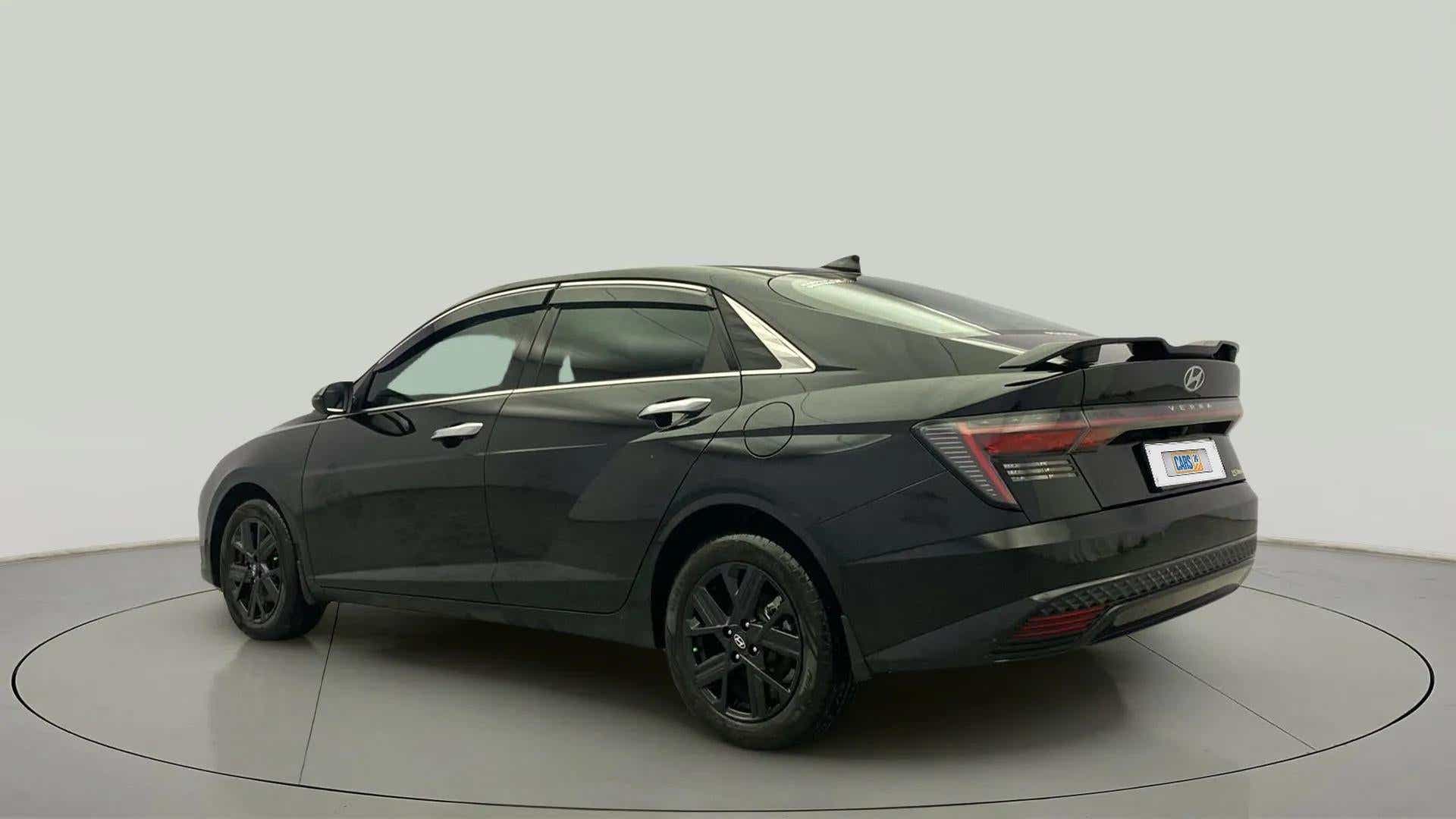 Rear three-quarter view of a Hyundai Verna