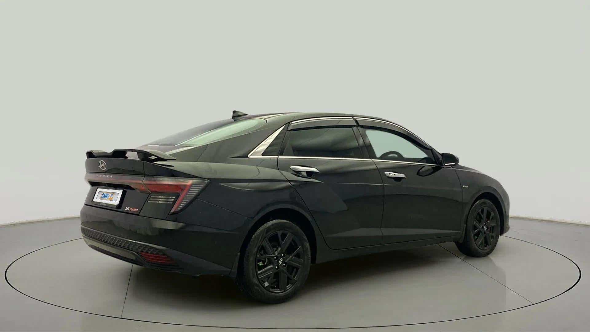 Rear three-quarter of a Hyundai Verna