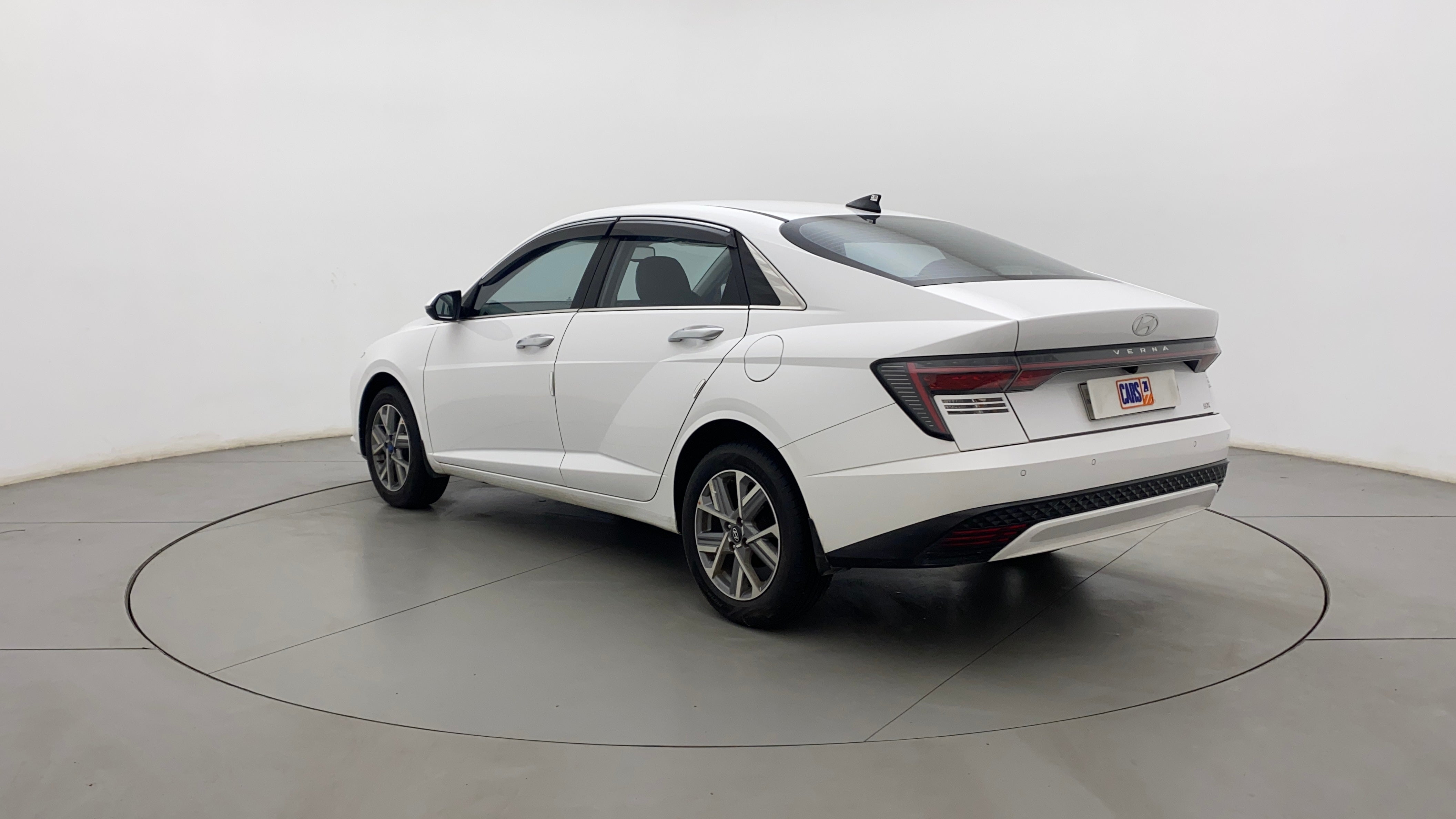 Rear three-quarter of a Hyundai Verna