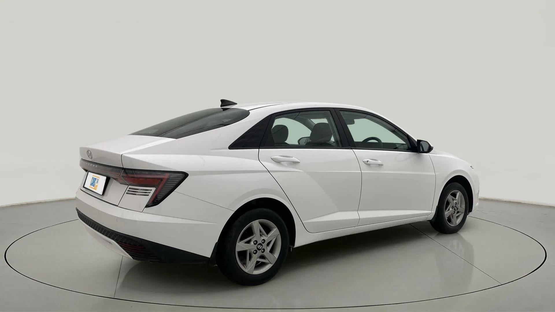 Rear three-quarter view of a Hyundai Verna