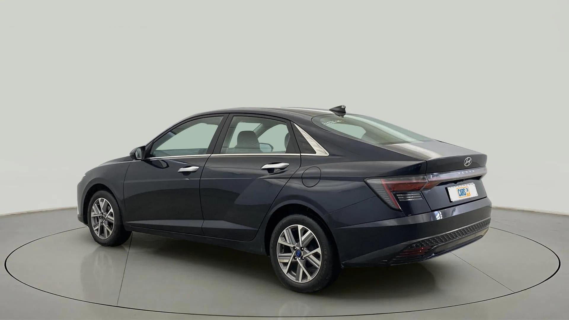 Rear three-quarter view of a Hyundai Verna