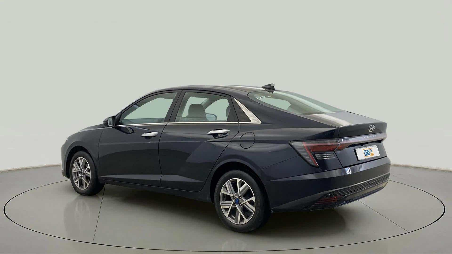 Rear three-quarter view of a Hyundai Verna