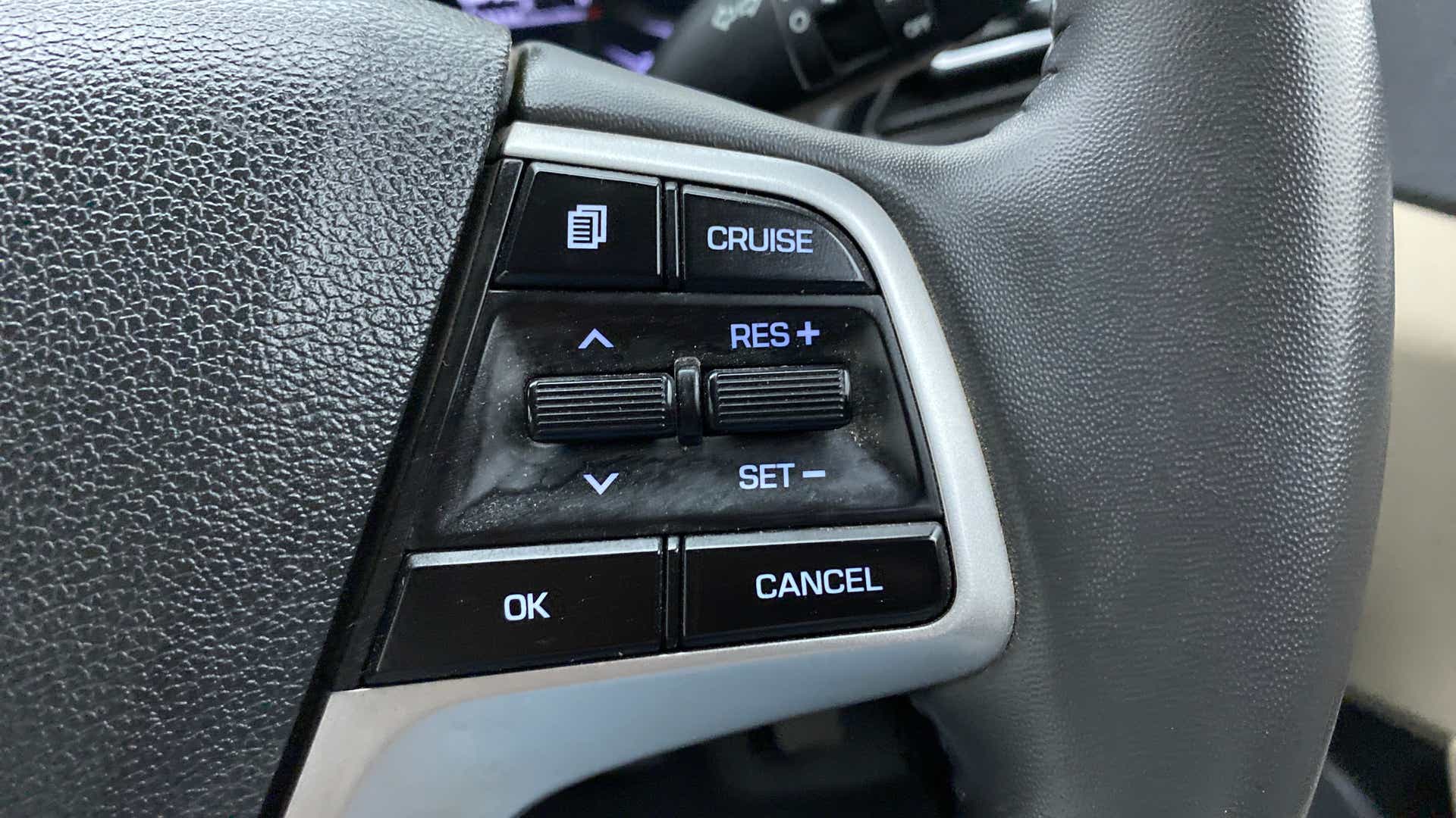 Steering wheel cruise control buttons of a Hyundai Verna