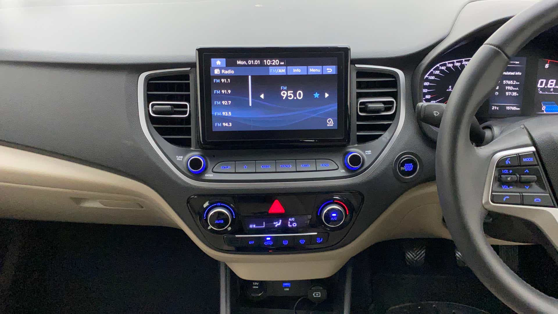 Interior dashboard of a Hyundai Verna