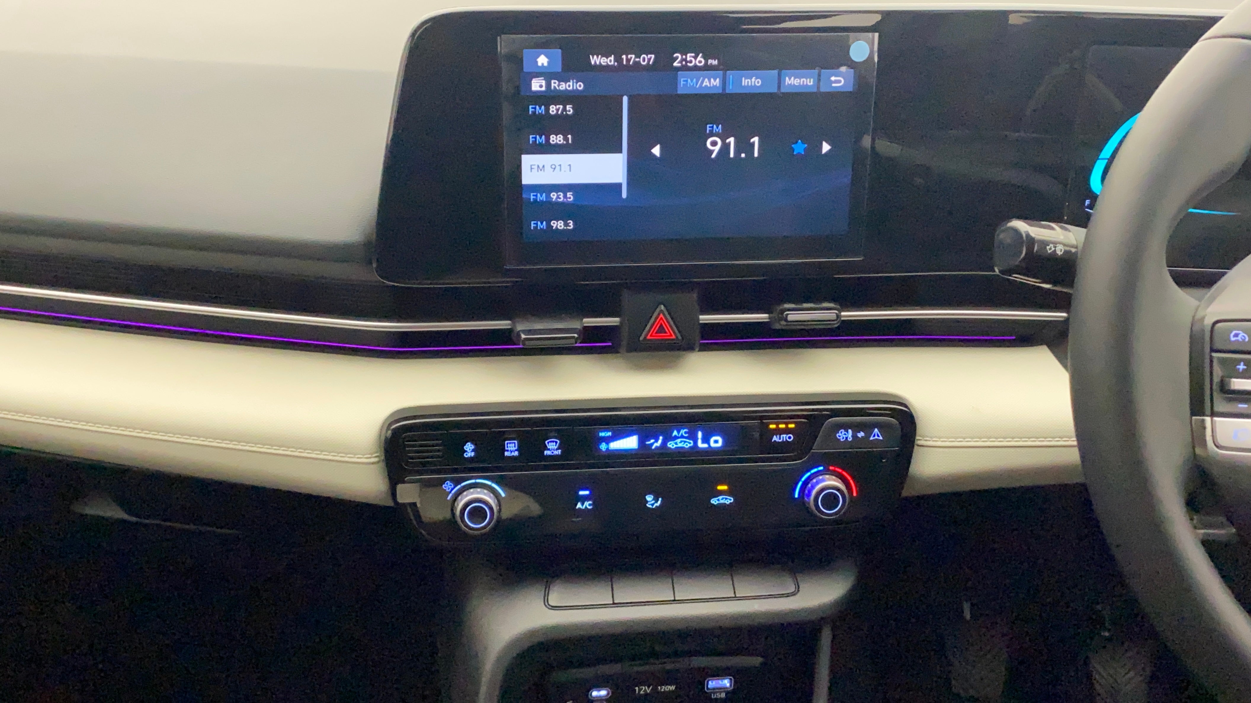 Interior dashboard of a Hyundai Verna