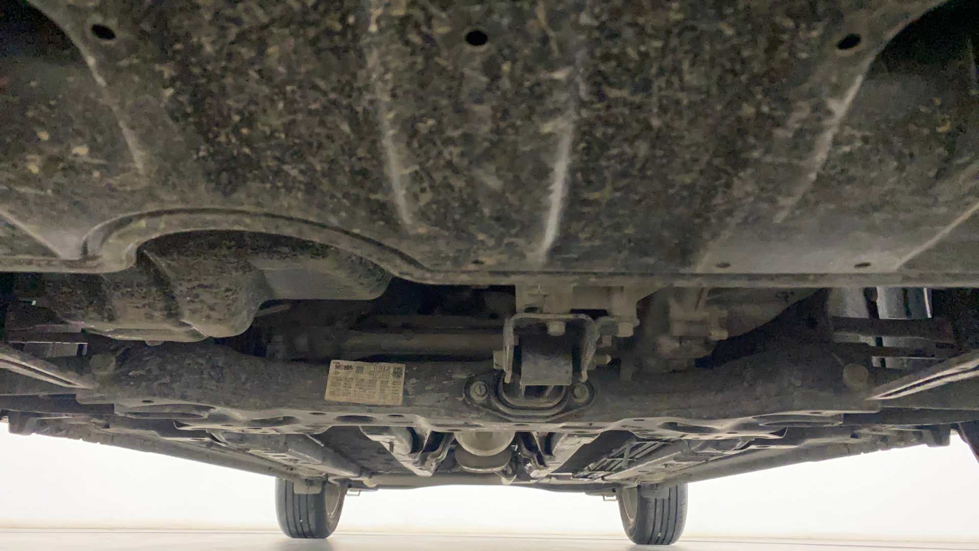 Undercarriage view of a Hyundai Verna