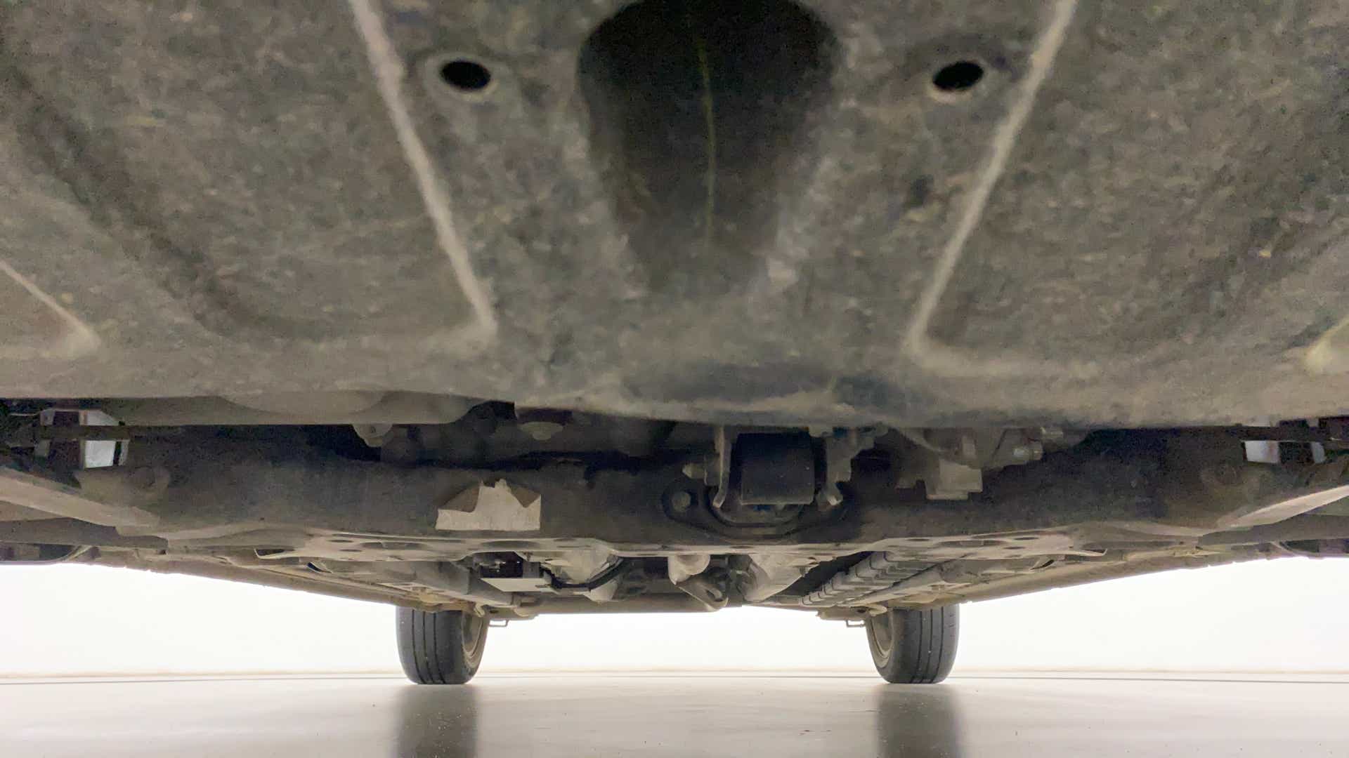 Undercarriage view of a Hyundai Verna