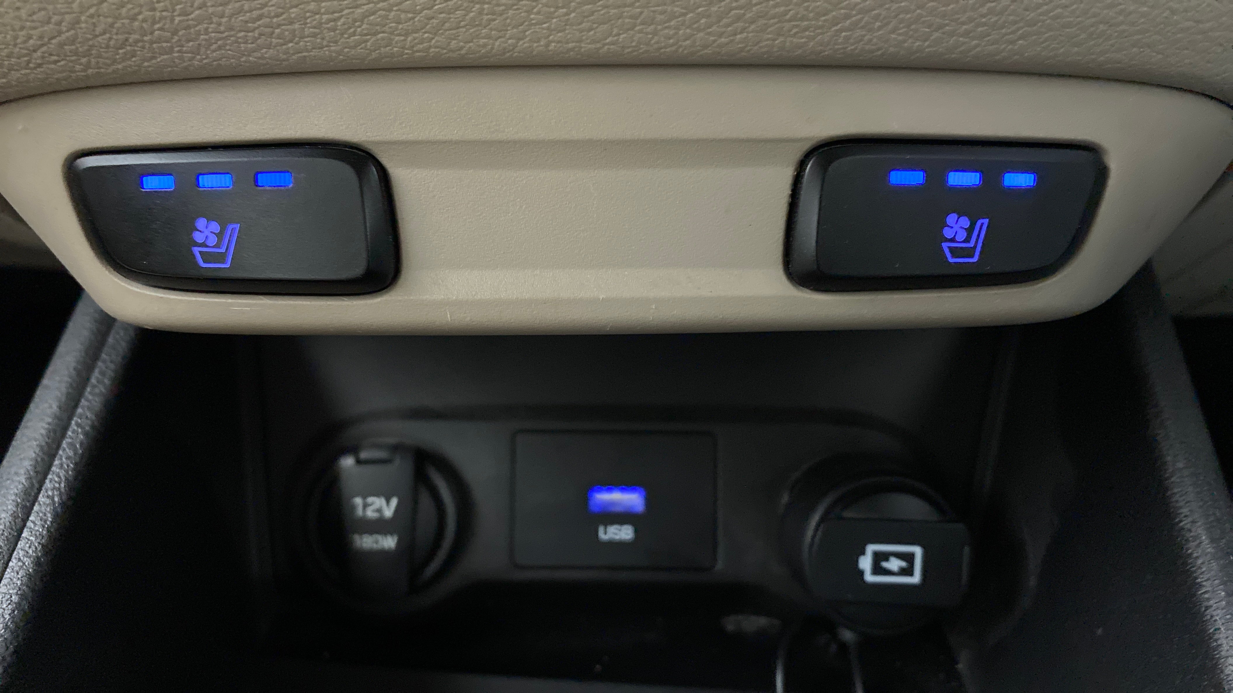 Center console controls of a Hyundai Verna