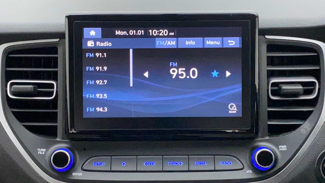 Dashboard infotainment system of a Hyundai Verna