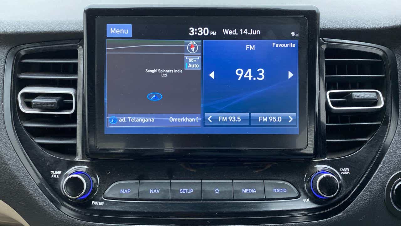 Infotainment system display of a Hyundai Verna