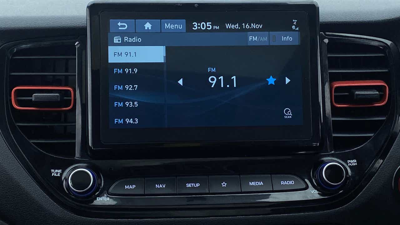 Infotainment system display of a Hyundai Verna