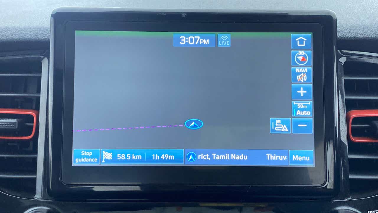 Infotainment navigation display of a Hyundai Verna