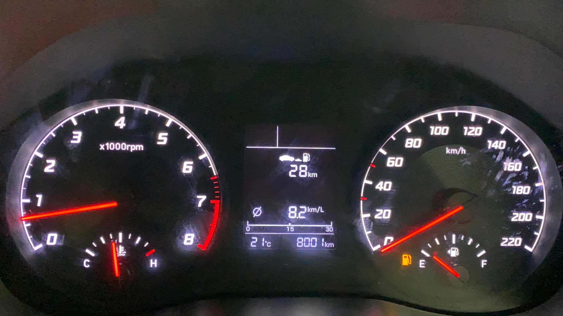Instrument cluster of a Hyundai Verna
