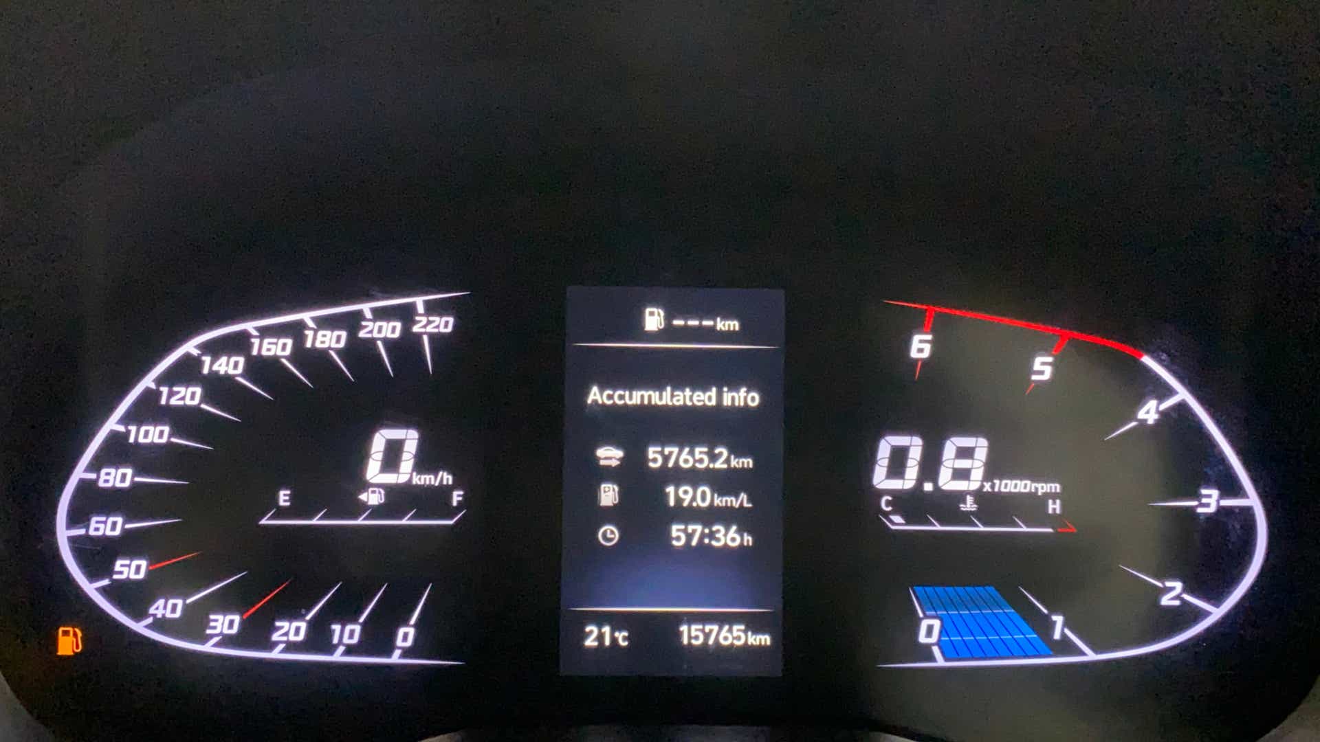 Instrument cluster of a Hyundai Verna