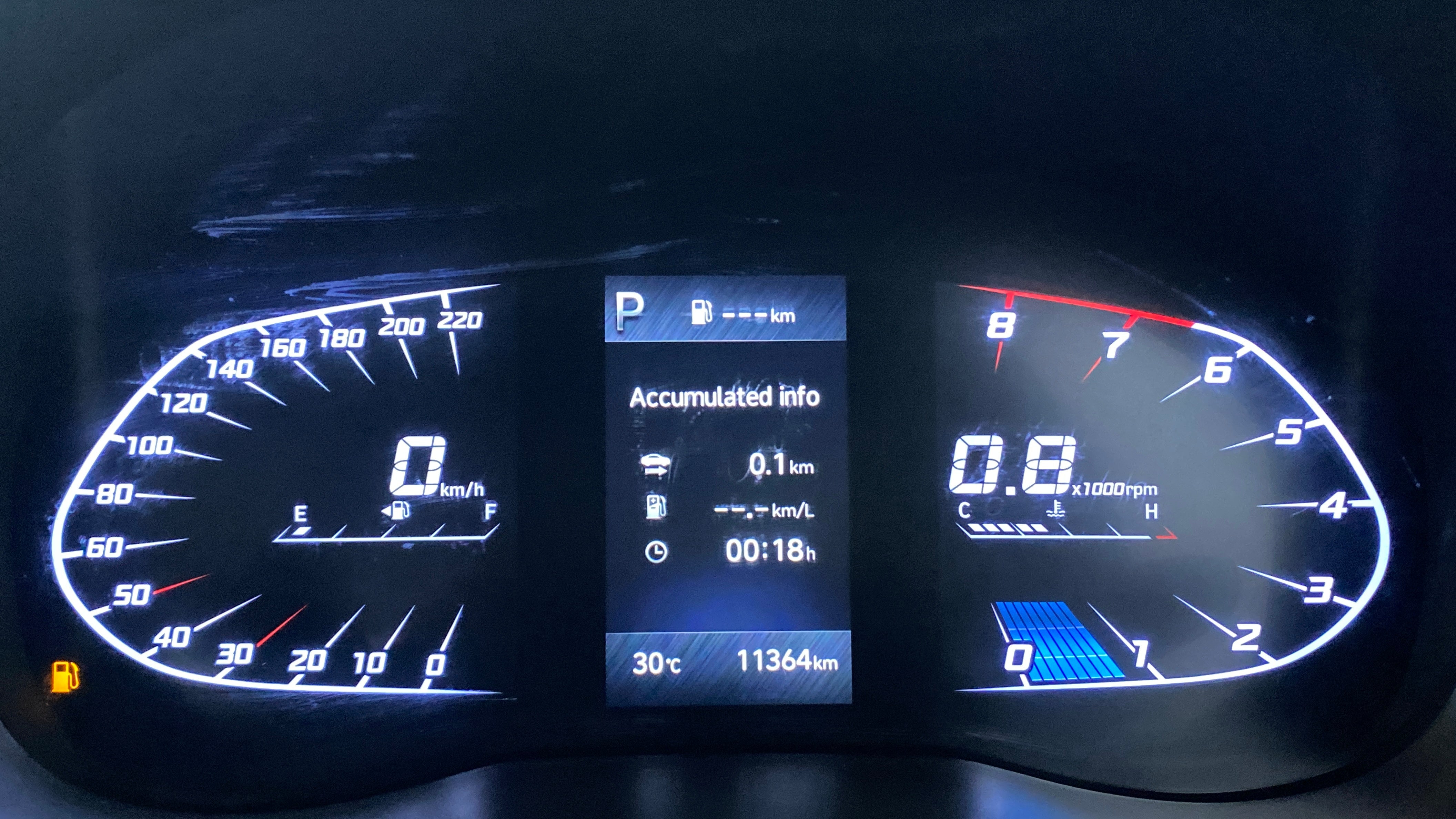 Instrument cluster of a Hyundai Verna