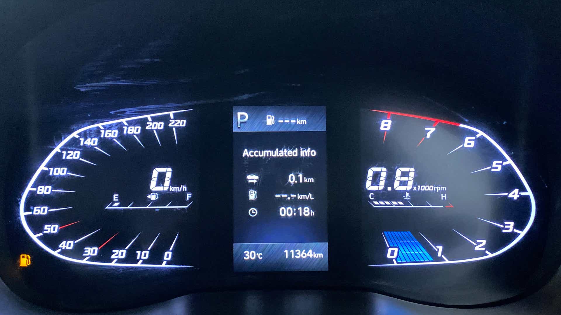 Instrument cluster of a Hyundai Verna