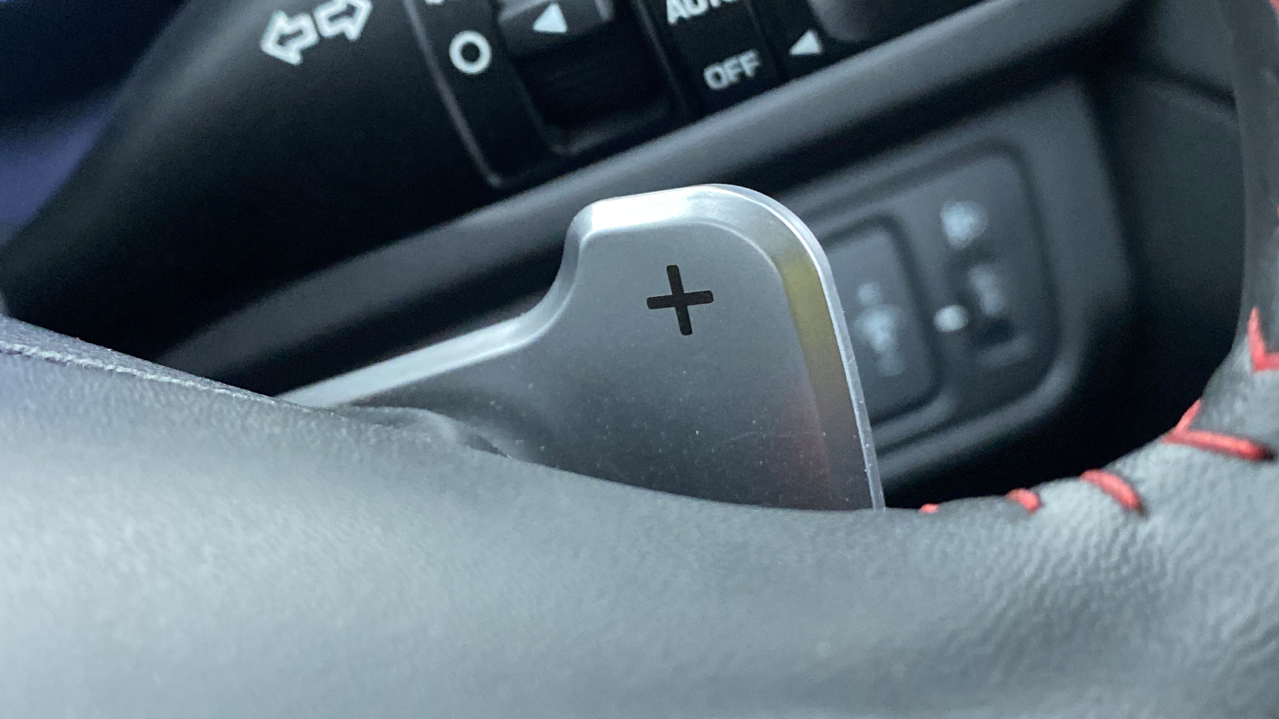 Paddle shifter close-up of a Hyundai Verna