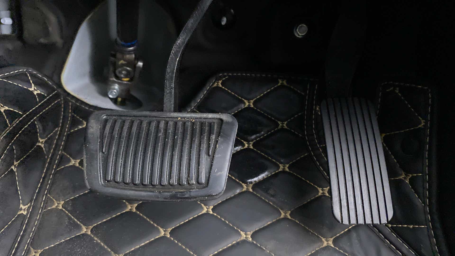 Close-up of the foot pedals of a Hyundai Verna
