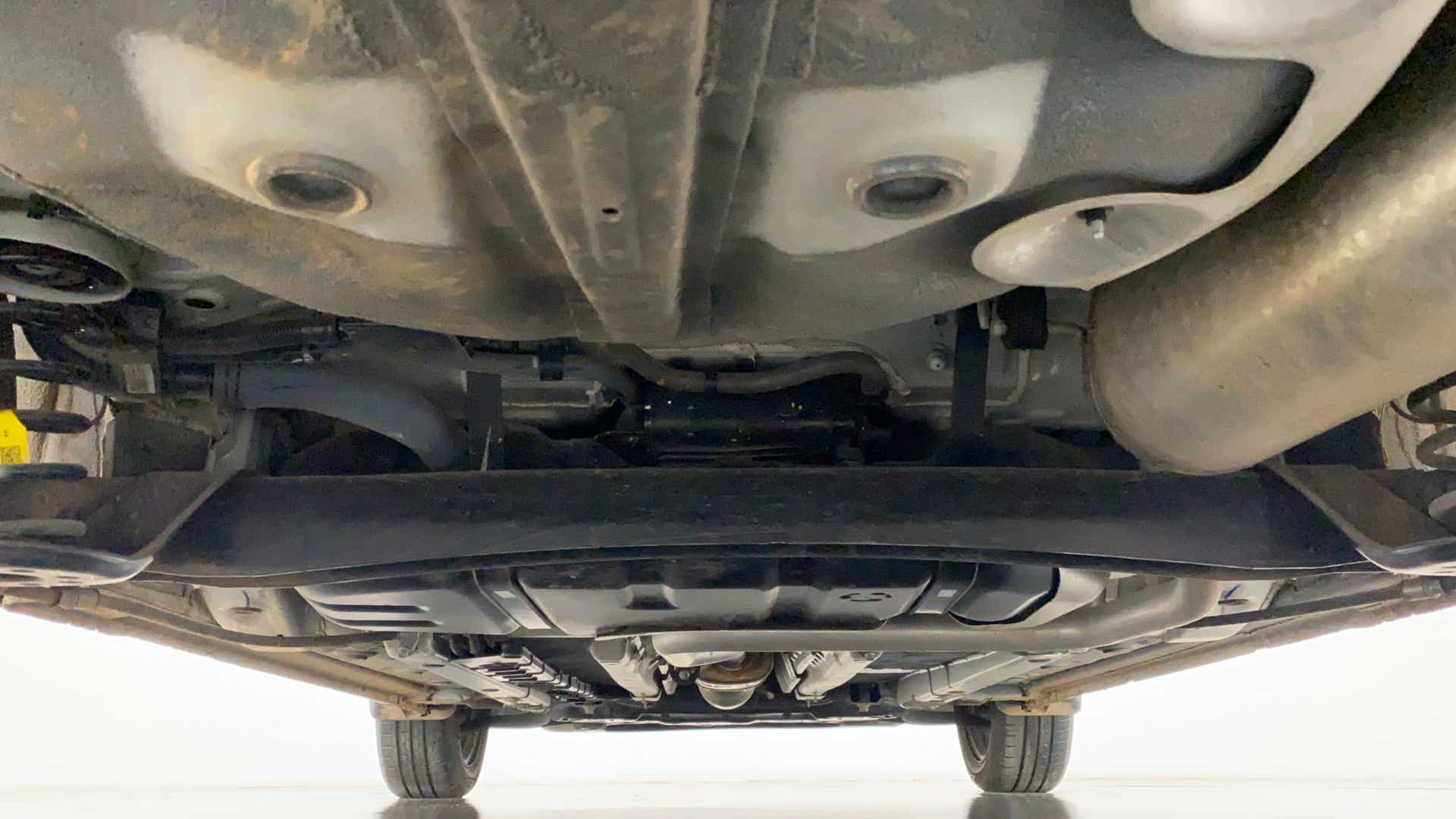 Undercarriage view of a Hyundai Verna