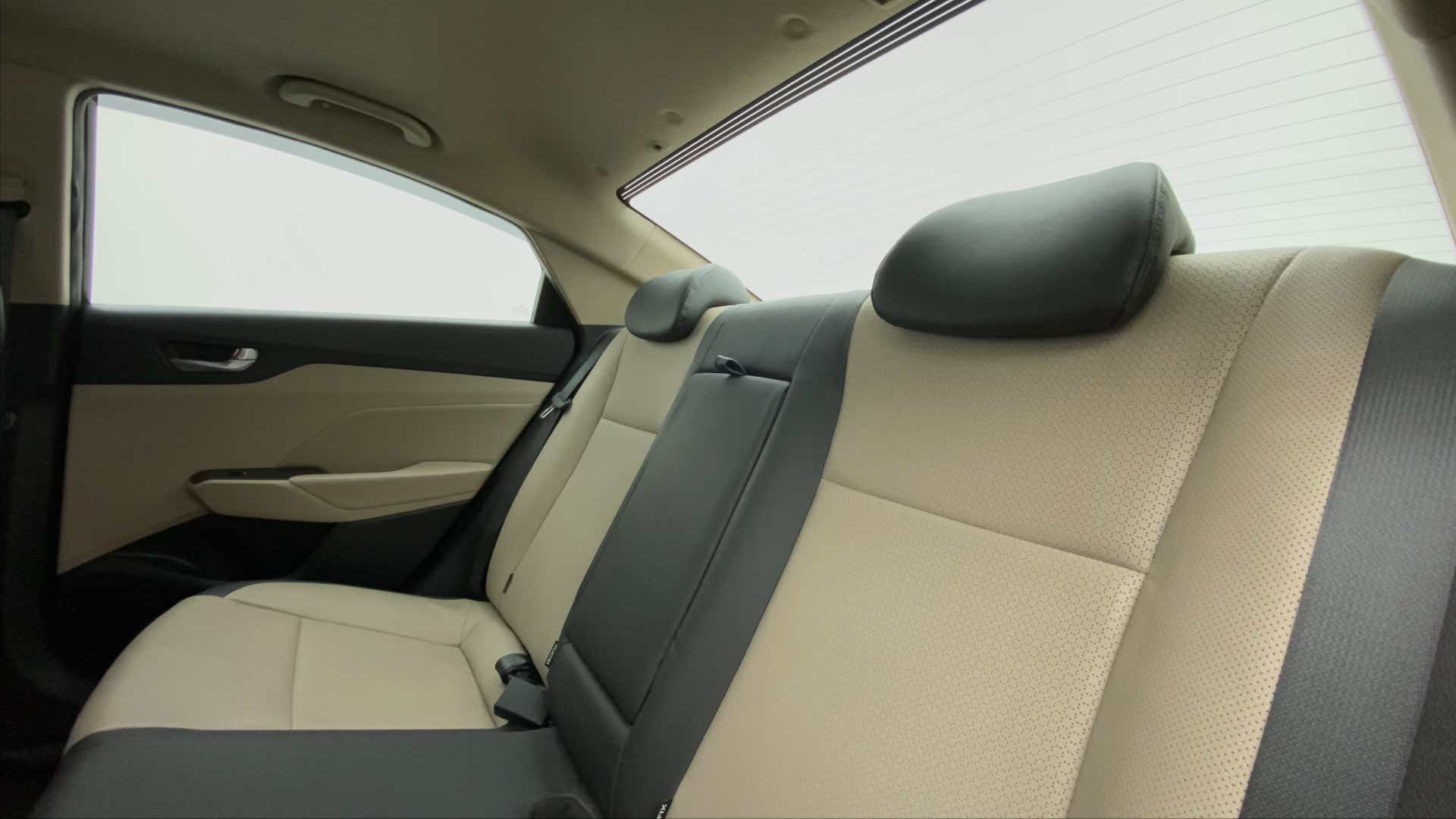 Rear seat interior view of a Hyundai Verna