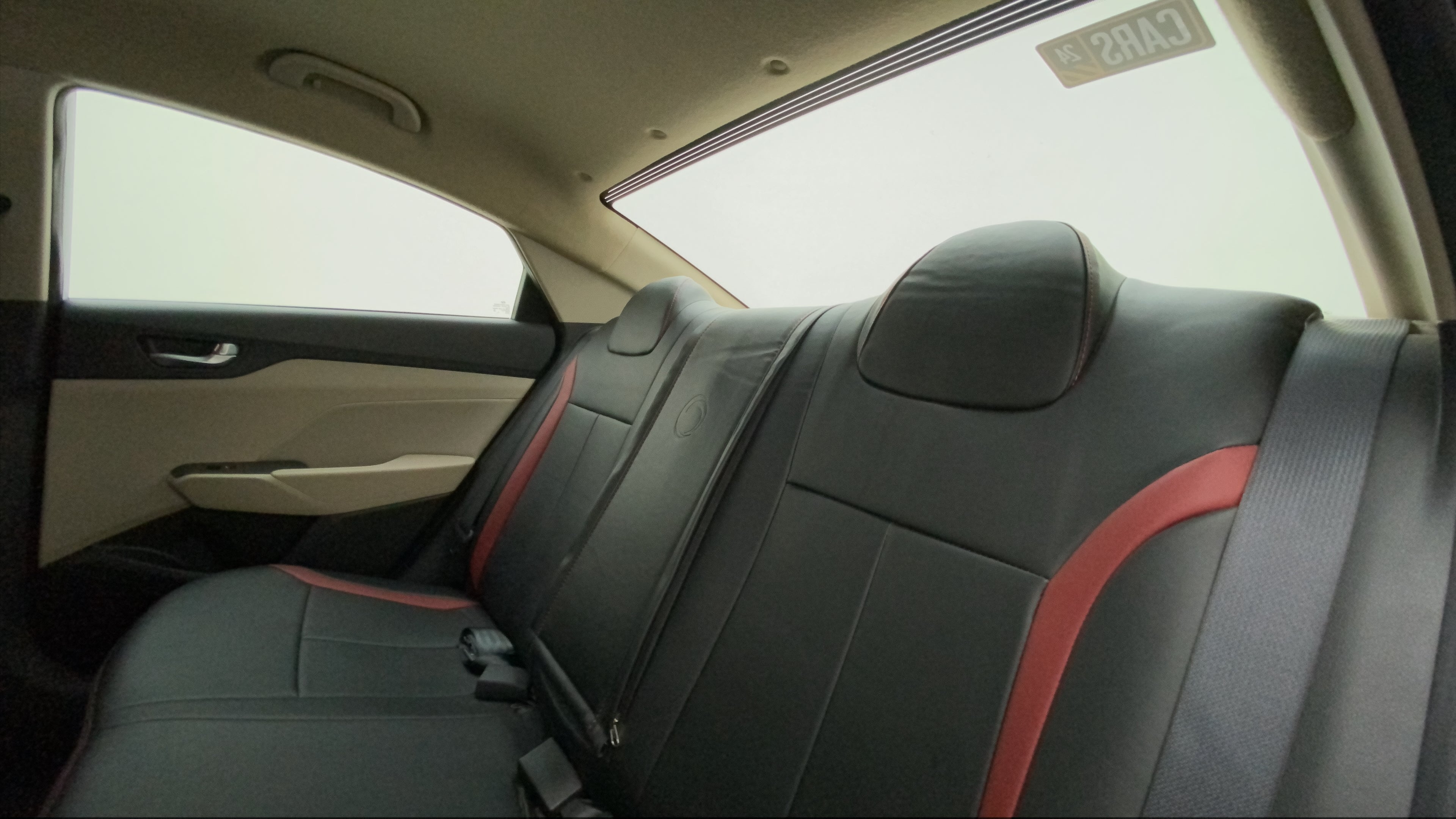 Rear seat and interior view of a Hyundai Verna