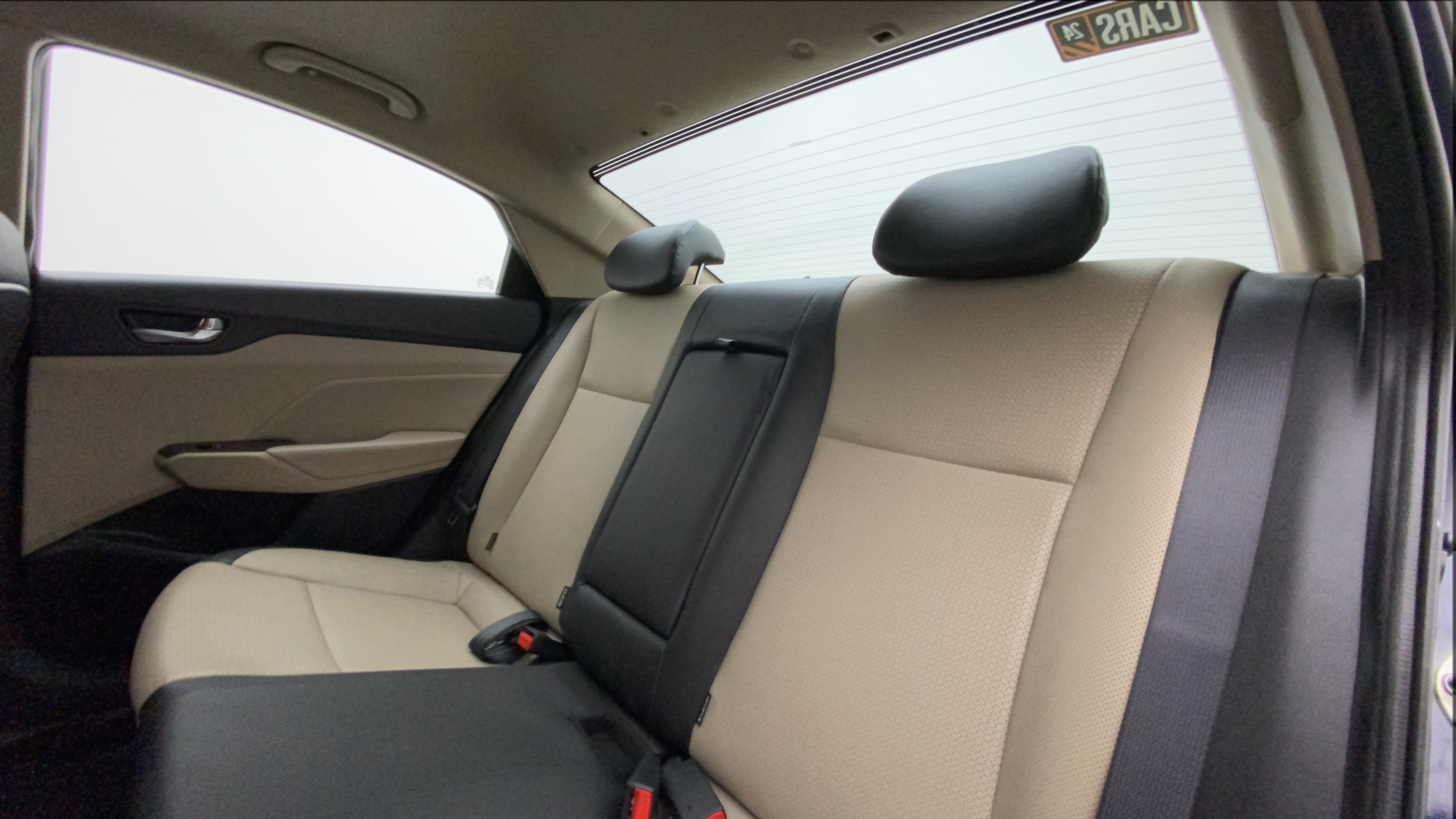 Rear seat view of a Hyundai Verna