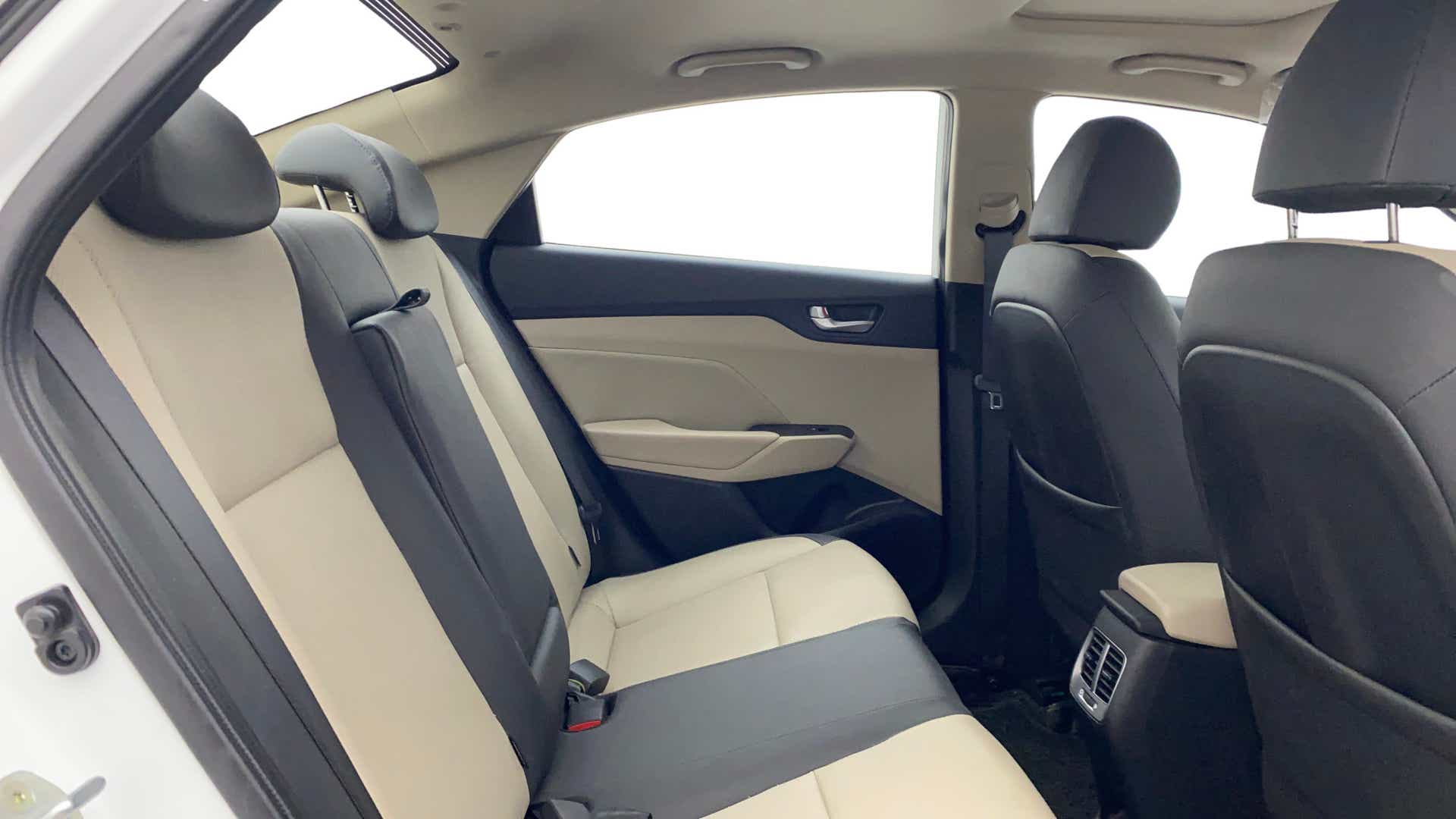Rear seat and interior view of a Hyundai Verna
