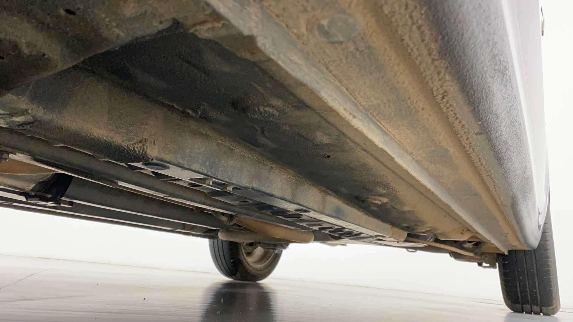 Undercarriage view of a Hyundai Verna