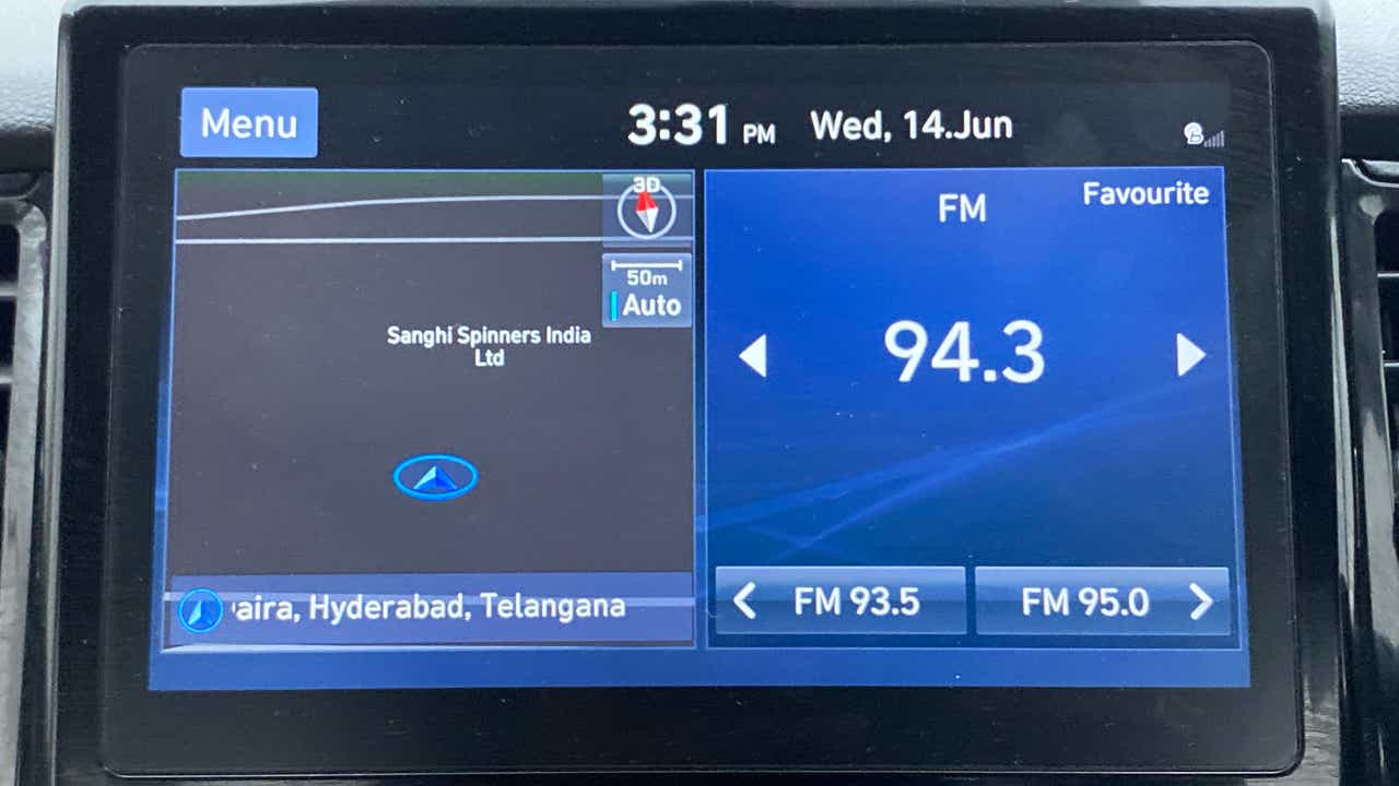 Infotainment screen of a Hyundai Verna in Hyderabad